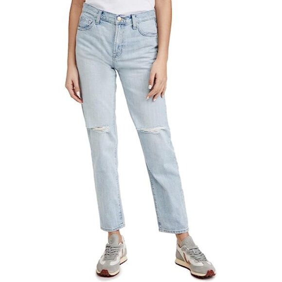 J Brand Sie 29 Tate Boy Fit Jeans Distressed Denim Blue Cotton Lyocell Blend - Picture 1 of 12